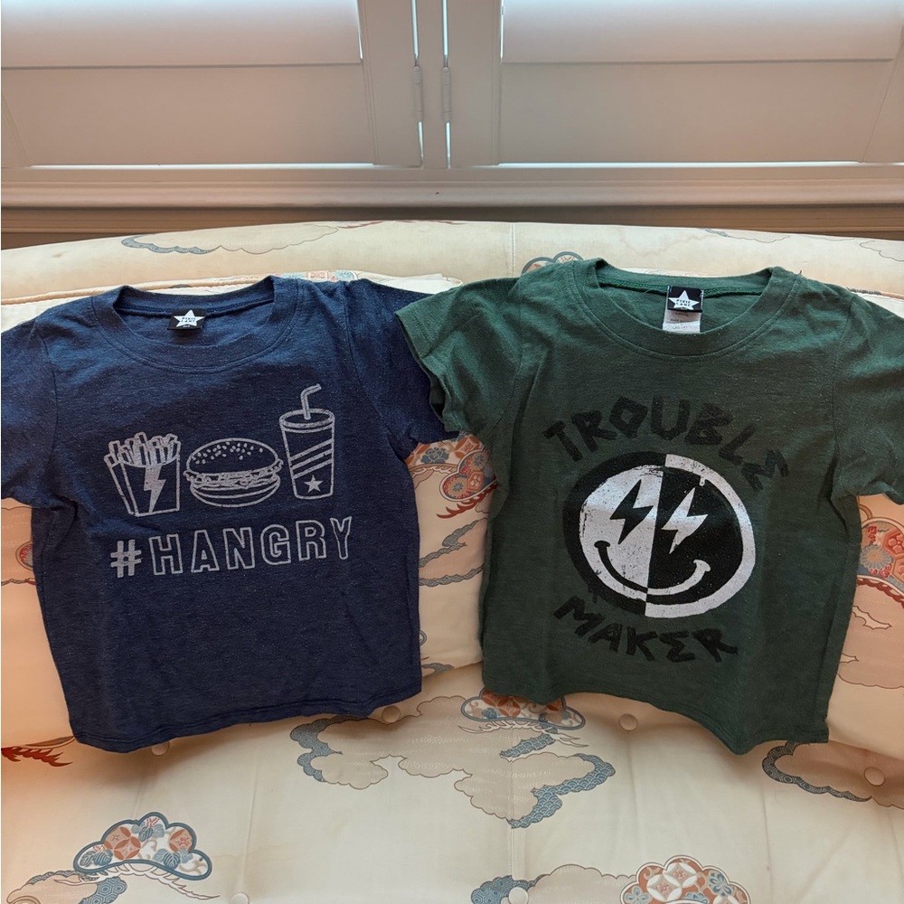 PixieLane Boys Trouble Maker' and Hangry Short Sleeve Tee Shirts EUC